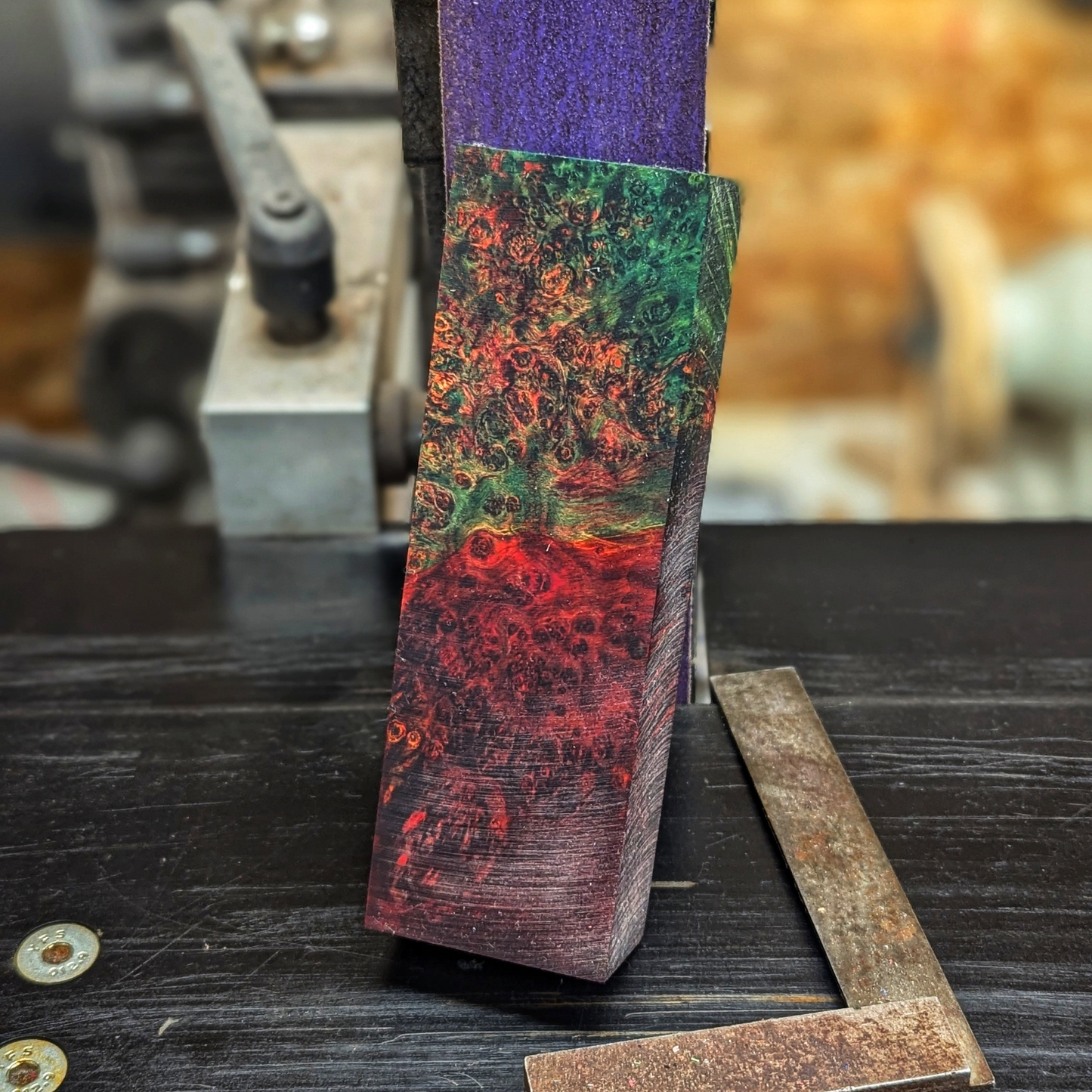 Stabilized Boxelder Burl - Green & Orange