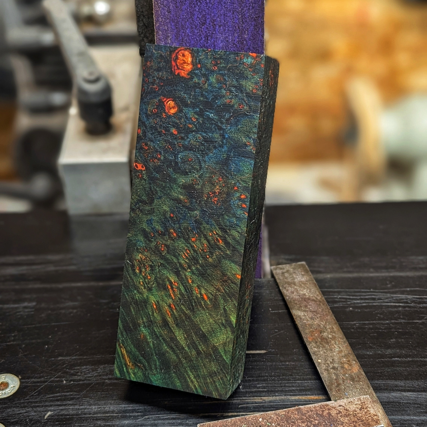 Stabilized Big Leaf Maple Burl - Blue & Green