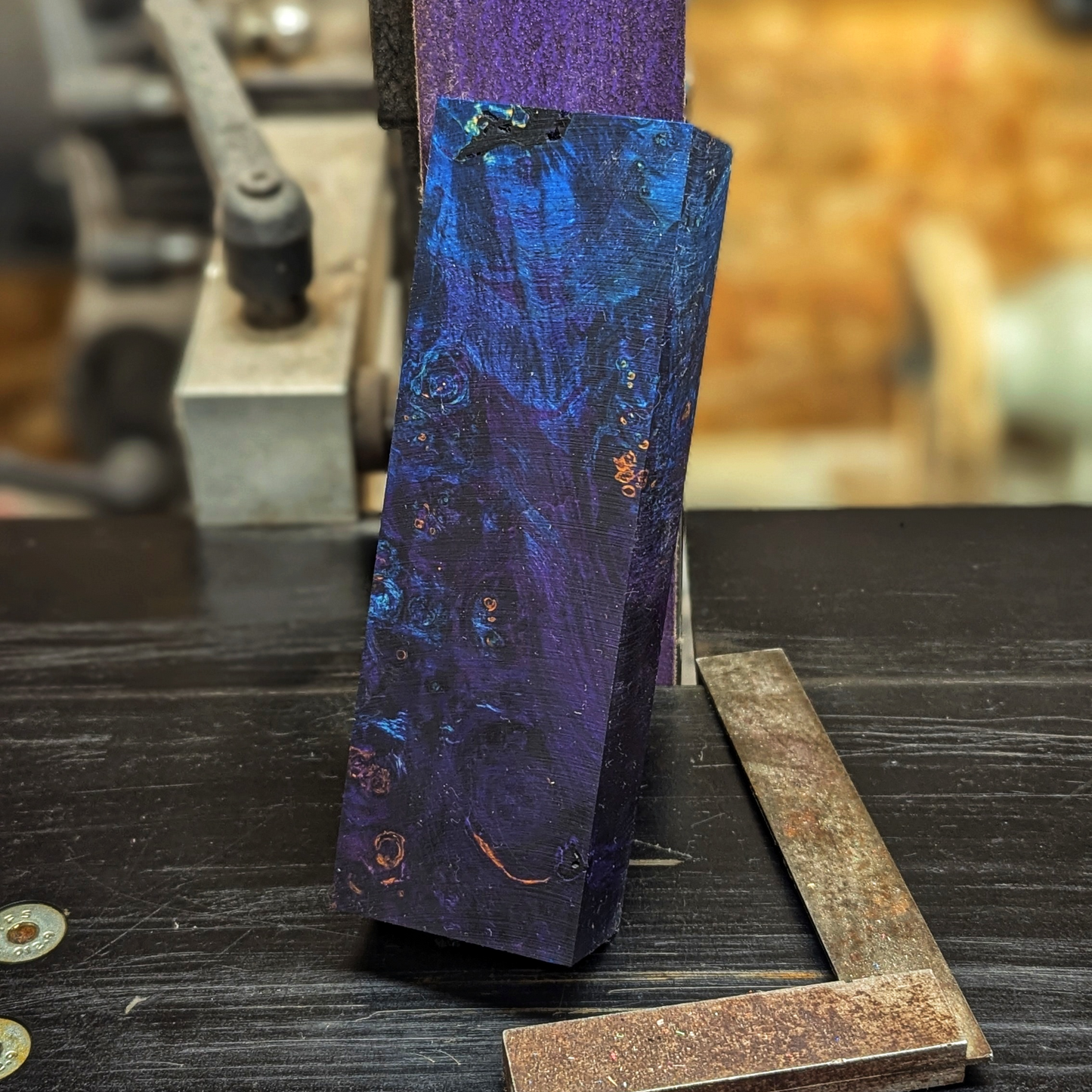 Stabilized Boxelder Burl - Blue & Purple