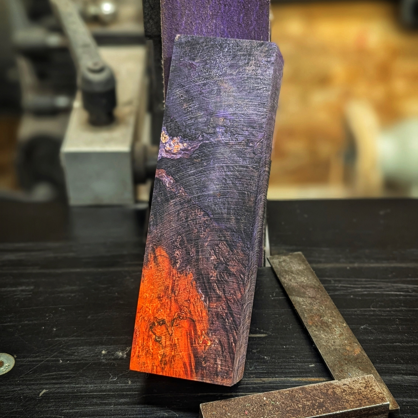 Stabilized Boxelder Burl - Purple & Orange
