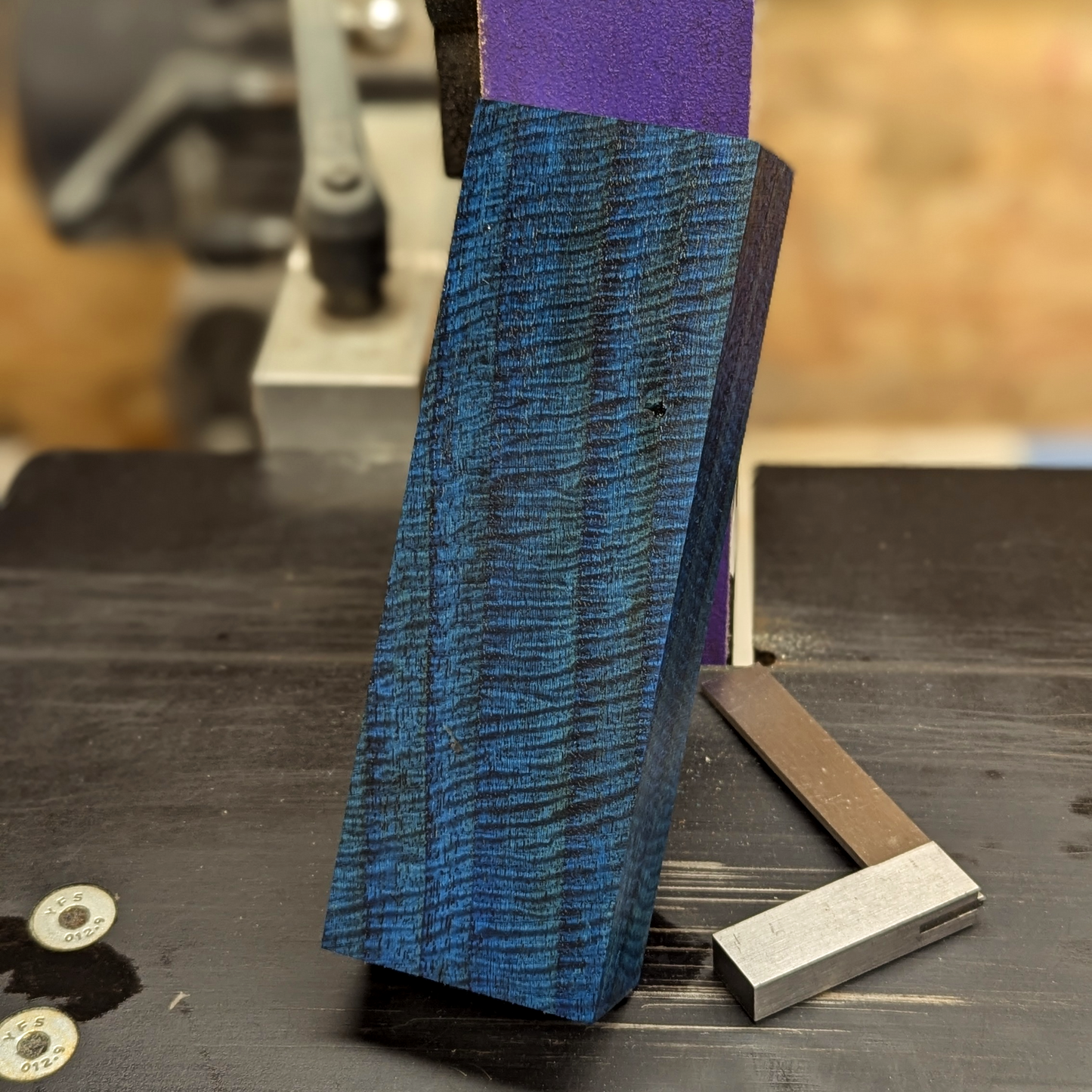 Stabilized Curly Narra - Blue