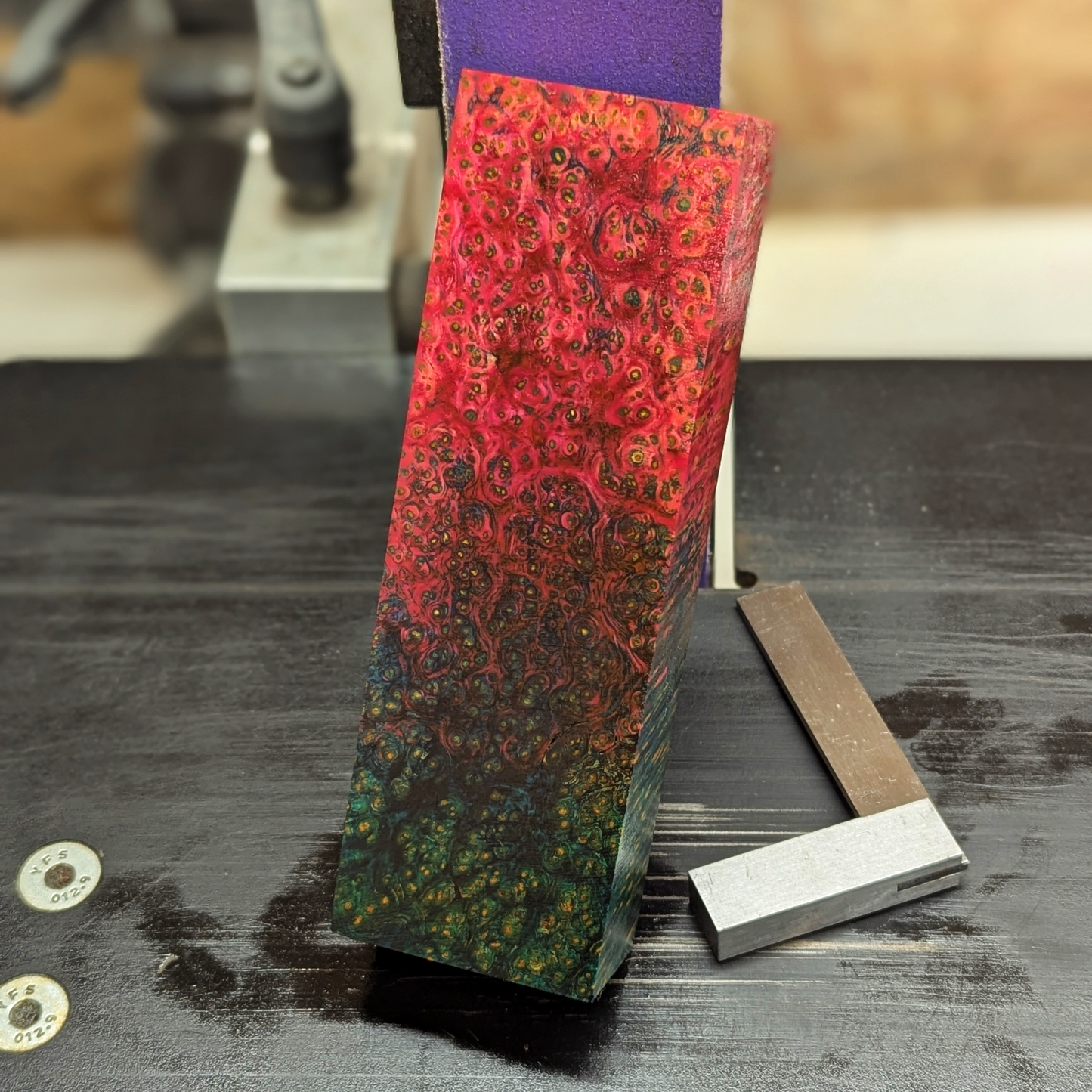 Stabilized Amboyna Burl - Blue & Pink