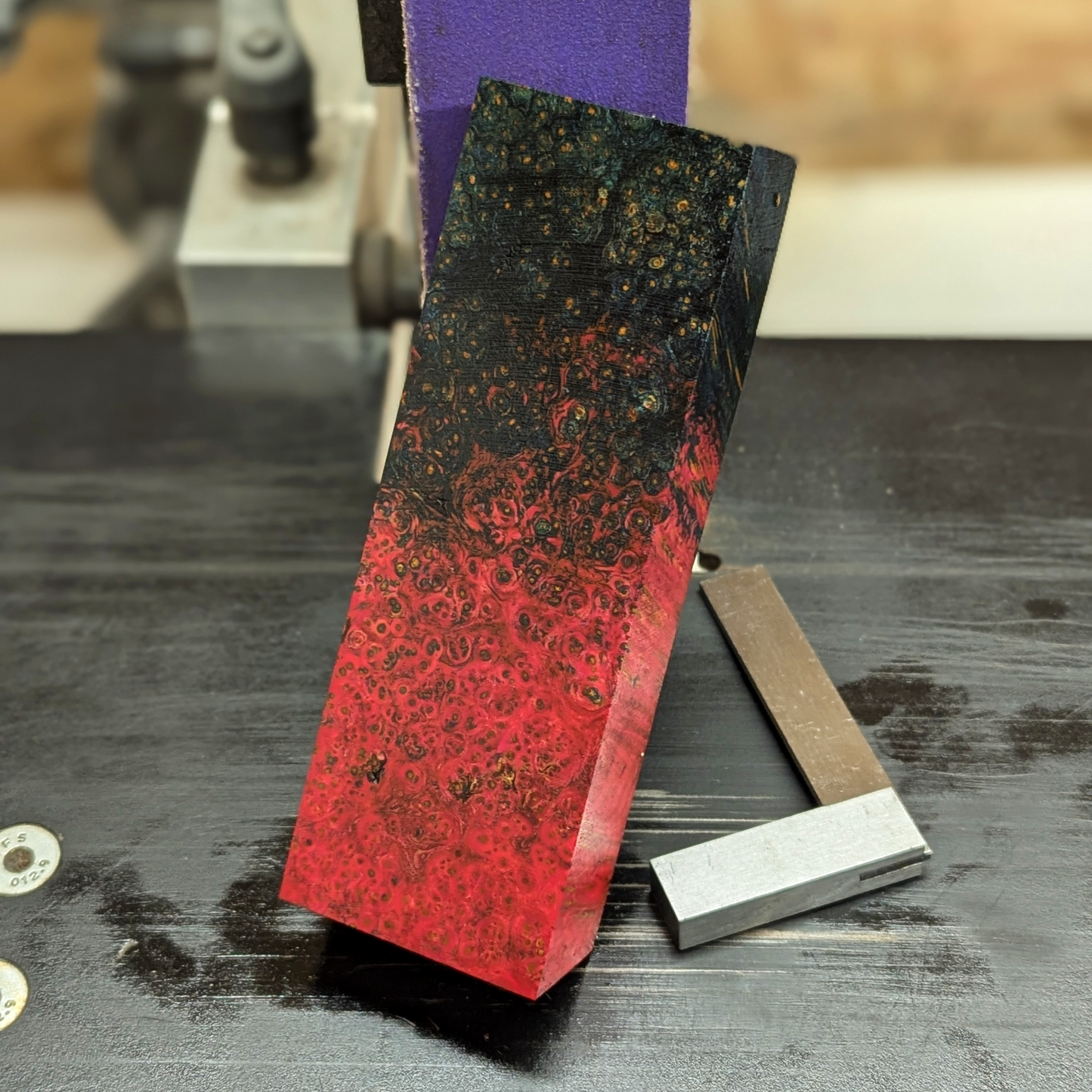 Stabilized Amboyna Burl - Blue & Pink