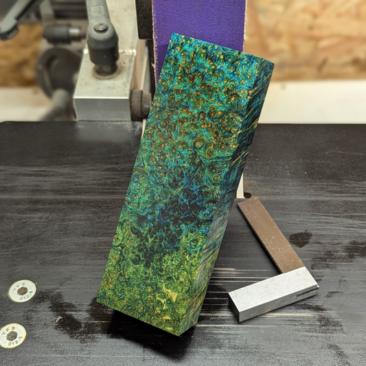 Stabilized Amboyna Burl - Blue & Green