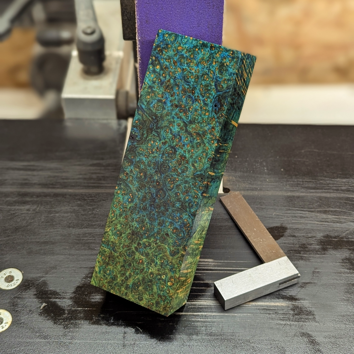 Stabilized Amboyna Burl - Blue & Green